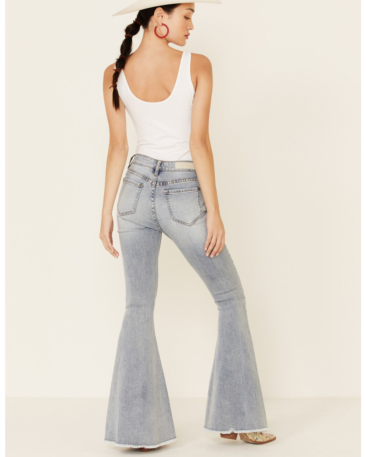 Image #3 - Rock & Roll Denim Women's Frayed Hem Bell Bottom Jeans, , hi-res