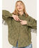 Image #1 - Shyanne Women's Lace Fringe Button Down Shacket, Olive, hi-res