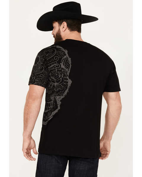 Image #4 - Moonshine Spirit Men's Half Face Skeleton Short Sleeve Graphic T-Shirt, Black, hi-res