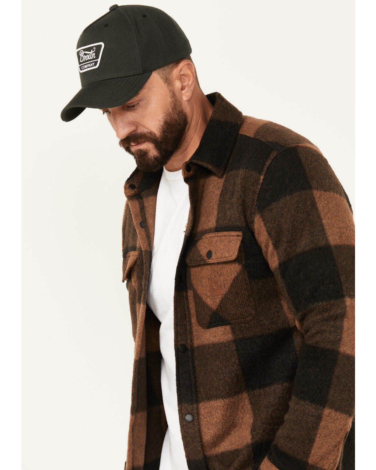 Image #2 - Brixton Men's Bowery Arctic Plaid Print Long Sleeve Snap Stretch Flannel Shirt, Brown, hi-res