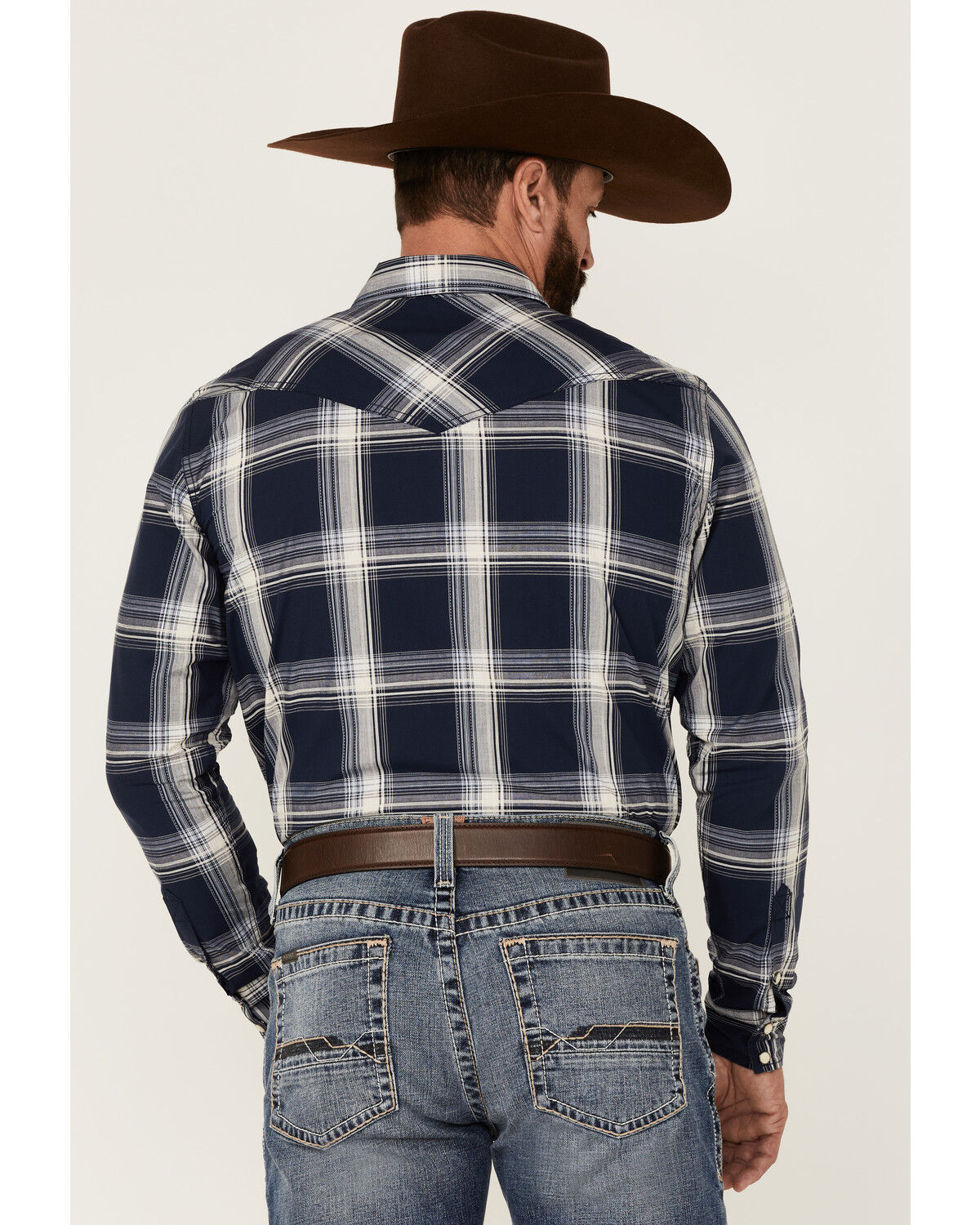 Image #4 - Cody James Men's Transfer Large Plaid Long Sleeve Snap Western Shirt, Navy, hi-res