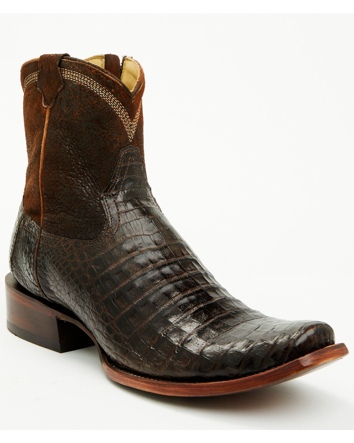 Image #1 - Corral Men's Exotic Caiman Western Booties - Square Toe, Chocolate, hi-res