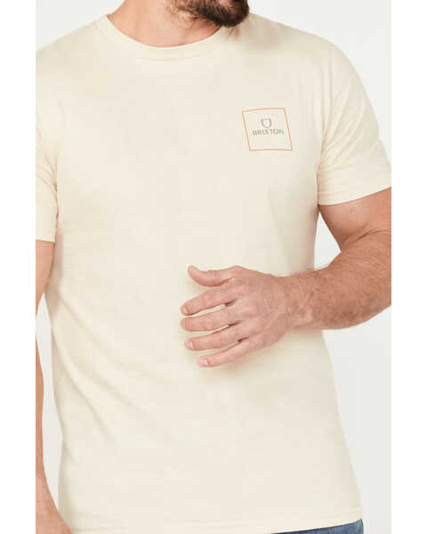 Brixton Men's Alpha Square Logo Short Sleeve Graphic T-Shirt, Cream, hi-res