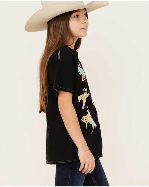 Image #2 - American Highway Girls' Running Horse Metallic Short Sleeve Graphic Tee, Black, hi-res