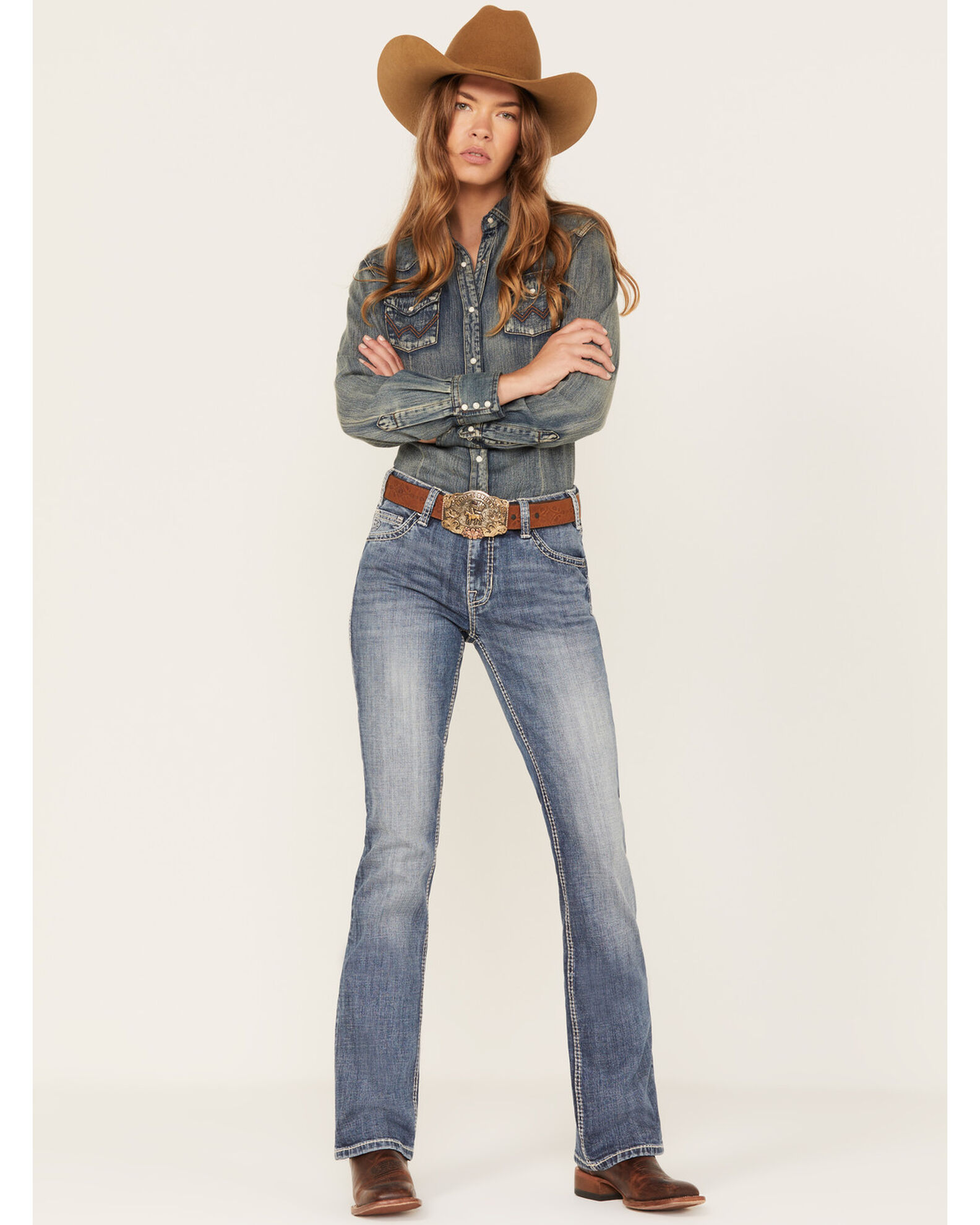 Rock Roll Denim Women s Light Wash Bootcut Riding Jeans Sheplers