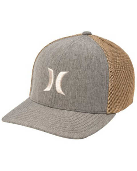 Hurley Men's Icon Textures Logo Mesh-Back Flex Fit Ball Cap , Grey, hi-res