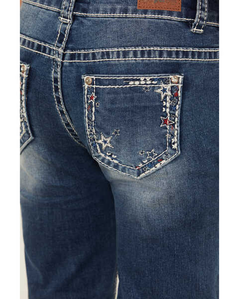 Image #4 - Shyanne Girls' Medium Wash Star Pocket Bootcut Stretch Denim Jeans , Medium Wash, hi-res