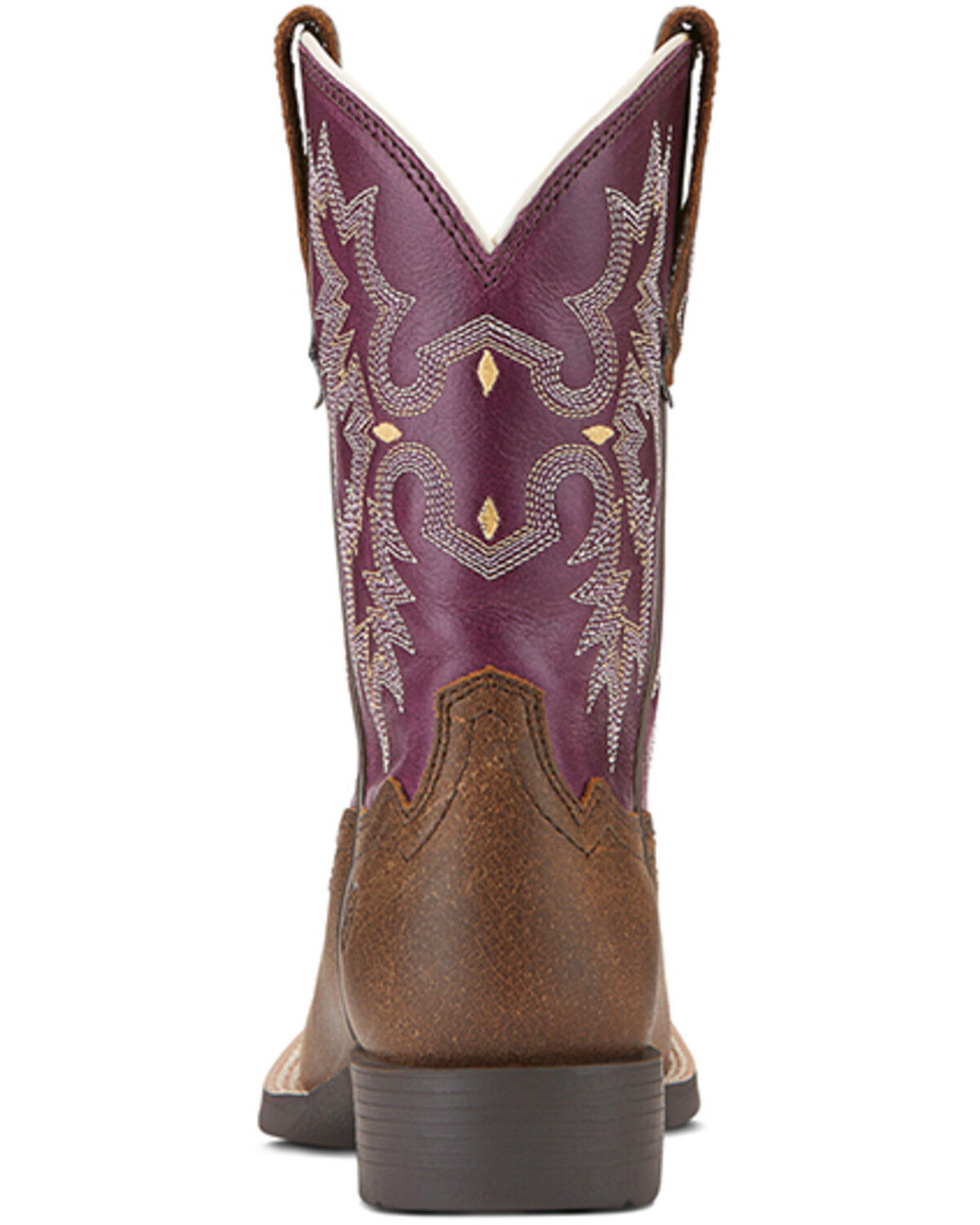Image #3 - Ariat Girls' Tombstone Western Boots - Broad Square Toe, Brown, hi-res