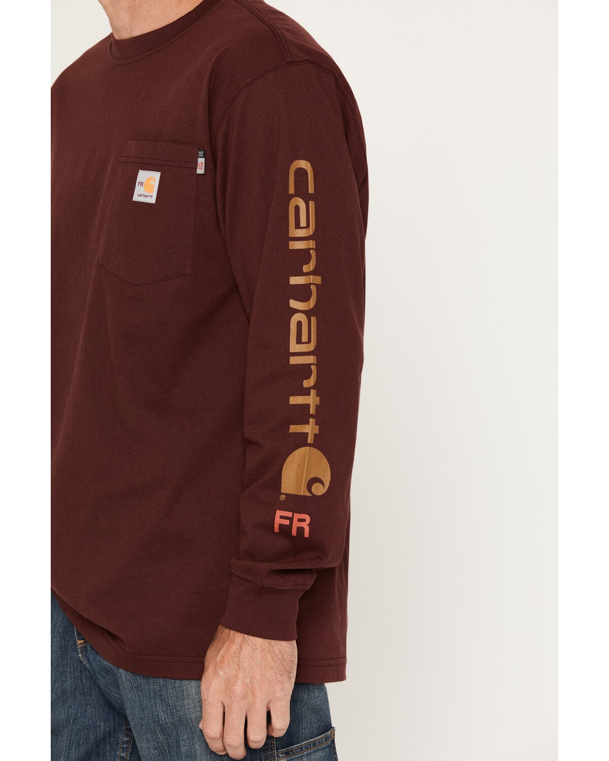 Image #3 - Carhartt Men's FR Force&reg; Loose Fit Lightweight Long Sleeve Pocket Work Shirt, Wine, hi-res