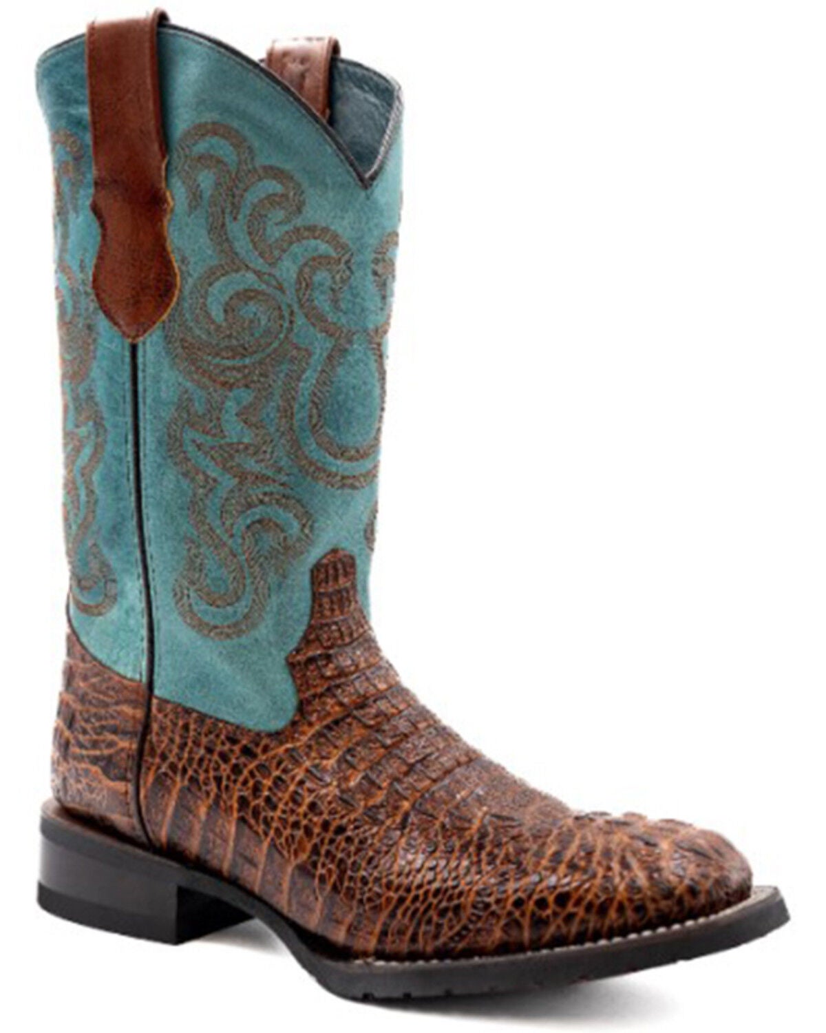 Ferrini Men's Caiman Print Performance Western Boots - Broad Square Toe, Rust Copper, hi-res