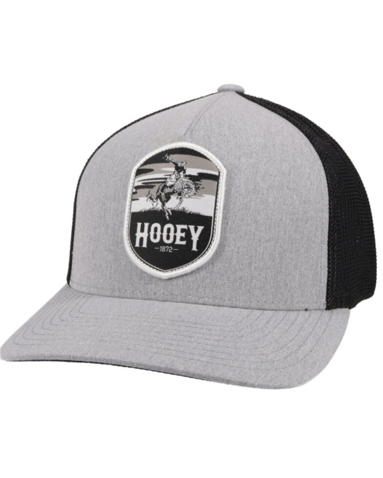 HOOey Boys' Grey Cheyenne Patch Flex Fit Mesh Ball Cap , Grey, hi-res