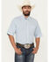 Image #1 - George Strait by Wrangler Men's Plaid Print Short Sleeve Button-Down Stretch Western Shirt, Blue, hi-res