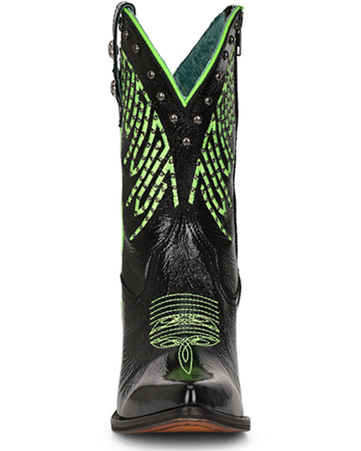Image #3 - Corral Women's Fluorescent Embroidered and Studded Western Boots - Round Toe, Black, hi-res
