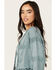 Image #2 - Miss Me Women's Crochet Faux Suede Jacket, Blue, hi-res