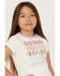 Shyanne Girls' Rodeo Short Sleeve Graphic Ringer Tee, Ivory, hi-res