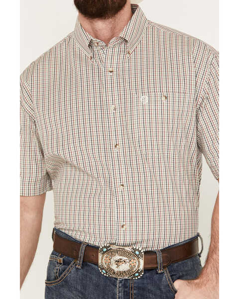 Image #3 - George Strait by Wrangler Men's Checkered Print Short Sleeve Stretch Button Down Shirt, Olive, hi-res