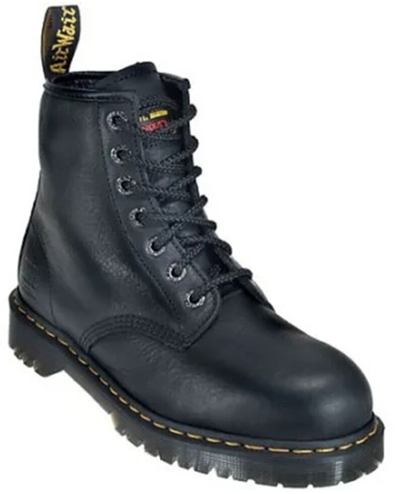 Dr. Martens Men's Industrial Bear Icon Leather Steel Toe Work Boots , Black, hi-res