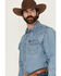 Image #2 - Wrangler Men's Light Wash Denim Long Sleeve Snap Western Shirt, Light Wash, hi-res