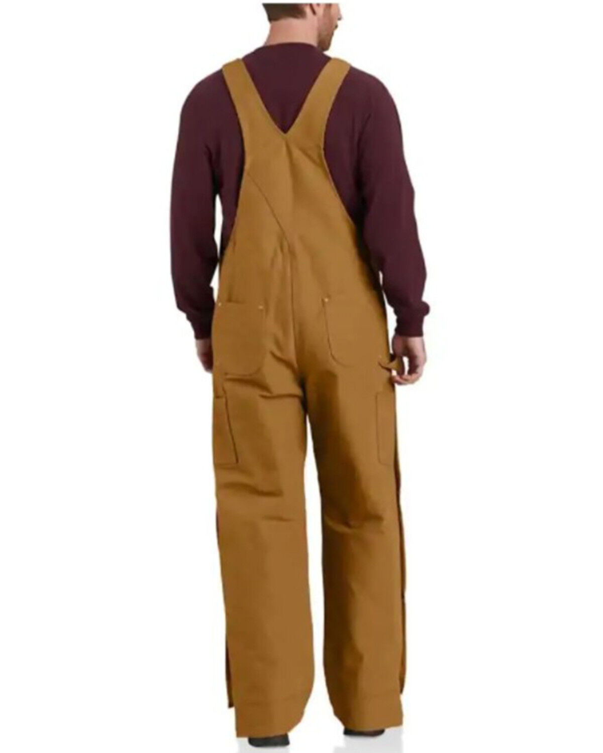Image #2 - Carhartt Men's Firm Duck Insulated Bib Work Overalls - Tall, Brown, hi-res