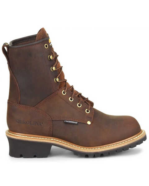 Carolina Men's Waterproof Logger Boots - Steel Toe, Brown, hi-res