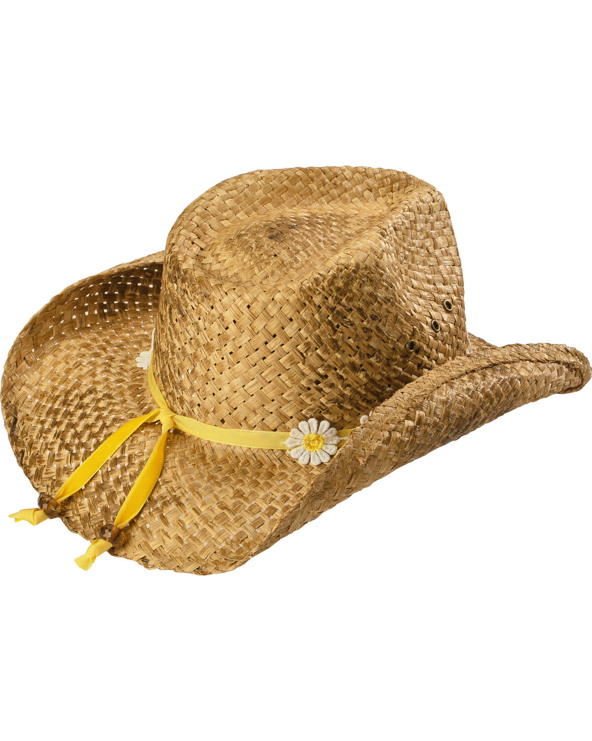 Image #3 - Shyanne Girls' Daisy Straw Cowboy Hat, Brown, hi-res