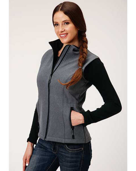 Roper Women's Softshell Fleece Lined Vest - Plus, Grey, hi-res