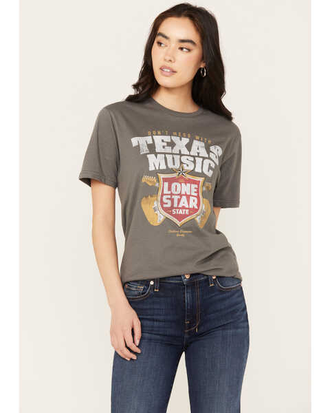 Bohemian Cowgirl Women's Don't Mess With Texas Lone Star Short Sleeve Graphic Tee, Grey, hi-res