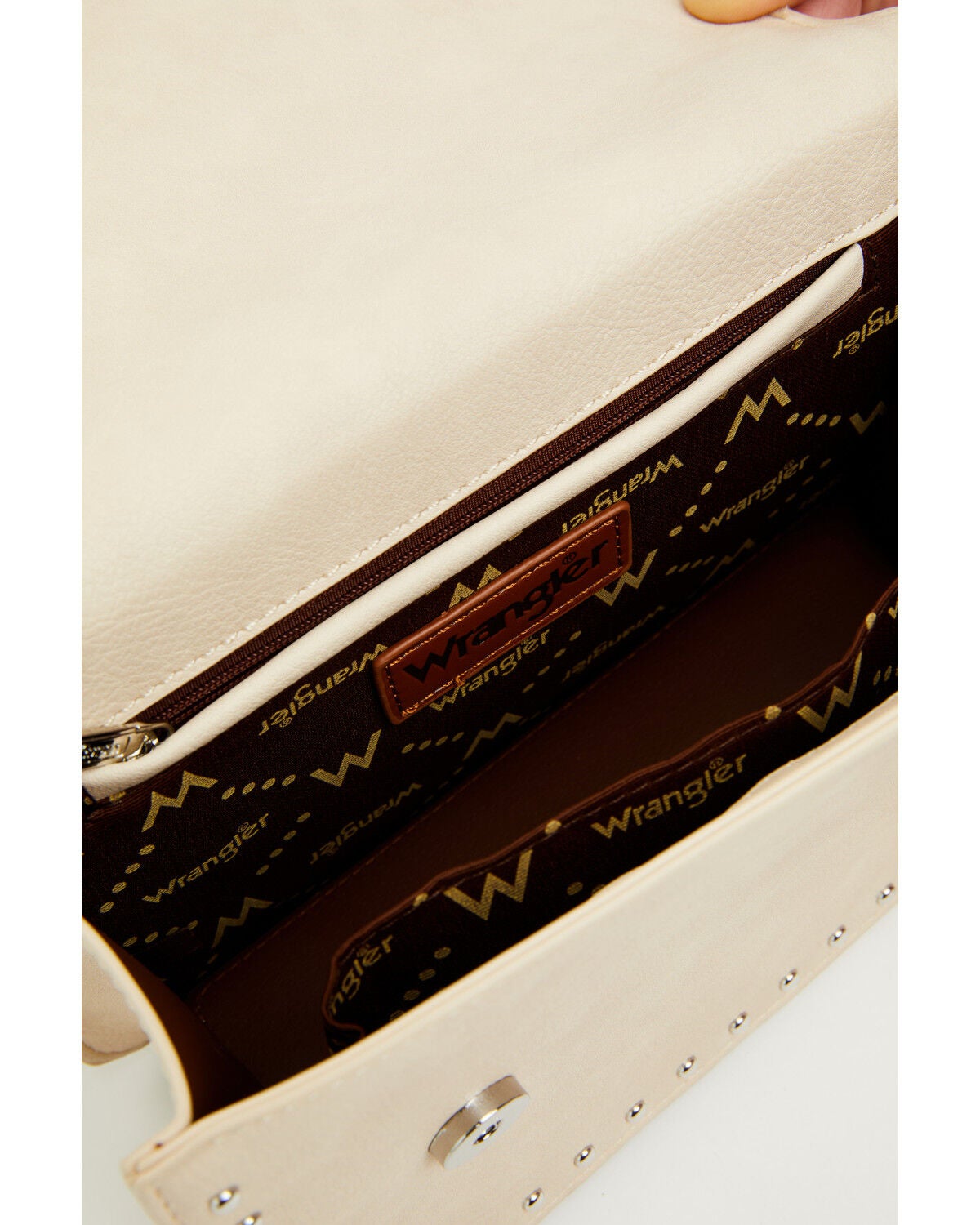 Image #4 - Wrangler X Boot Barn Women's Cow Print Large Clutch with Chain Strap, Beige, hi-res