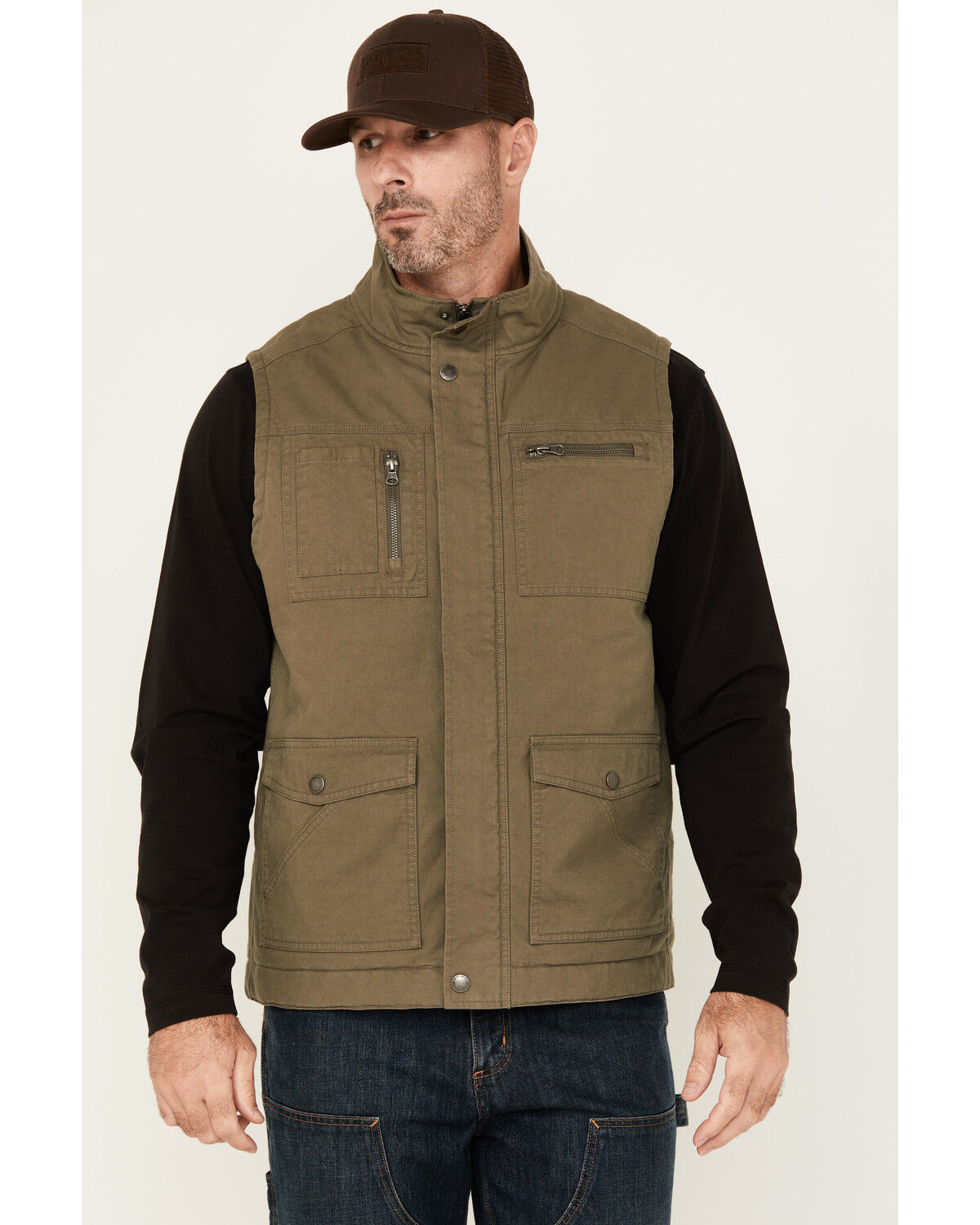 Image #1 - Lucky Brand Workwear Men's Slub Canvas Insulated Vest, Green, hi-res