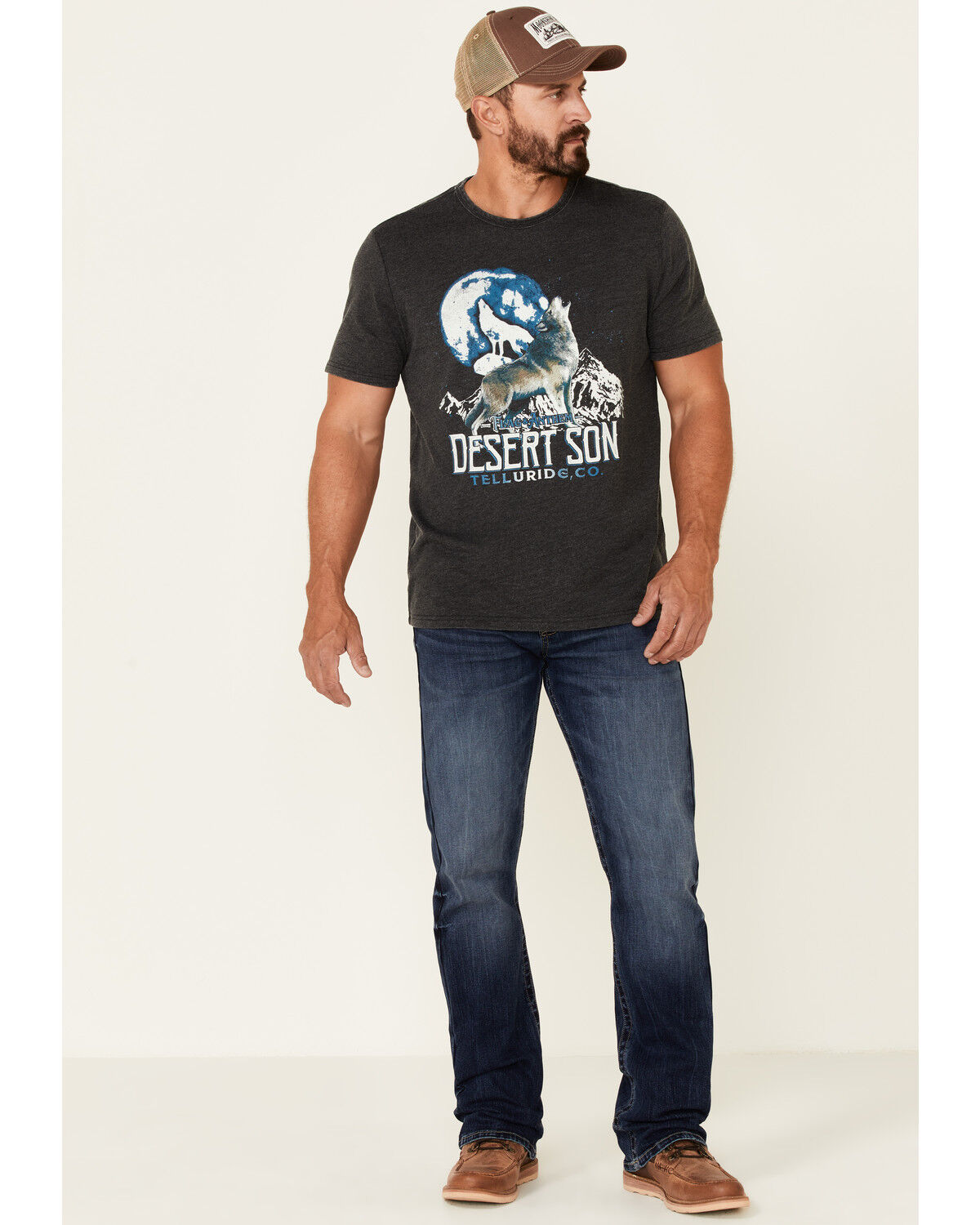 Image #2 - Flag & Anthem Men's Charcoal Burnout Howling Wolf Graphic Short Sleeve T-Shirt, Charcoal, hi-res
