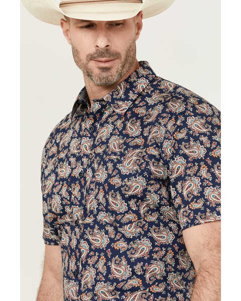 Image #2 - Cody James Men's Grand Finale Paisley Print Short Sleeve Button-Down Stretch Western Shirt  - Tall, Navy, hi-res
