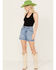 Wrangler Women's Light Wash High Rise A-Line Cutoff Donna Shorts, Blue, hi-res