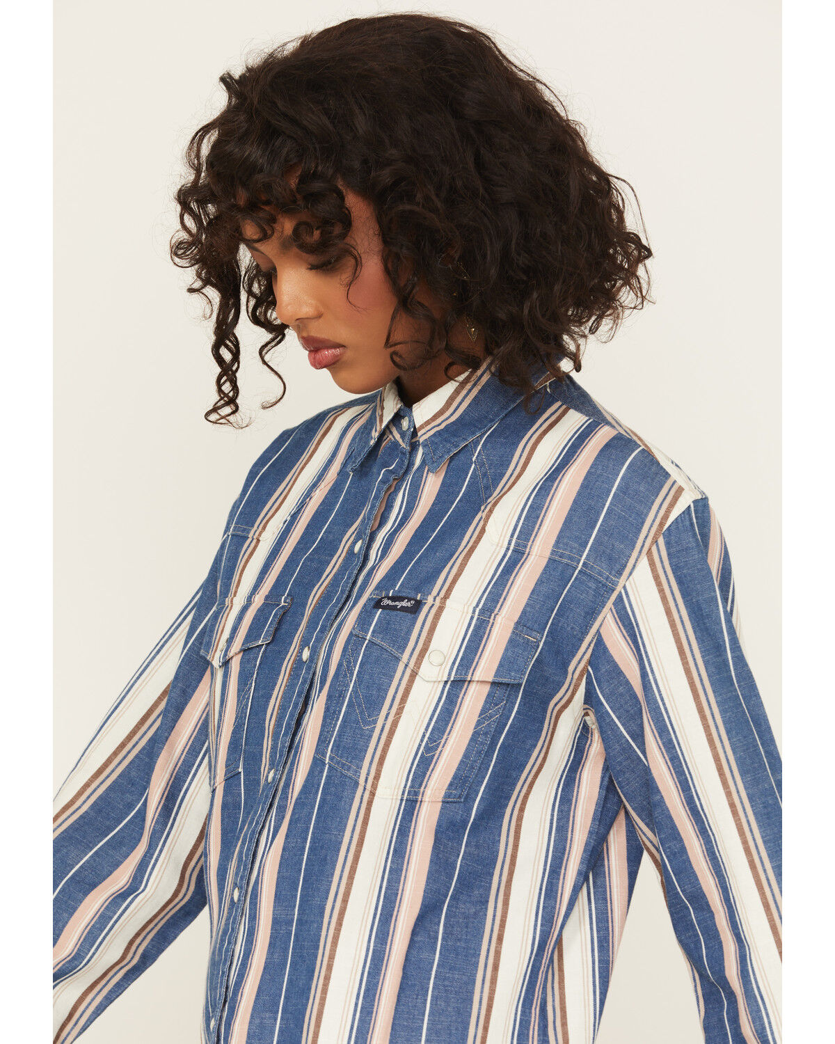 Image #2 - Wrangler Retro Women's Striped Long Sleeve Snap Western Shirt, Blue, hi-res