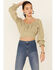 Beyond The Radar Women's Gingham Print Tie Back Crop Top, Olive, hi-res
