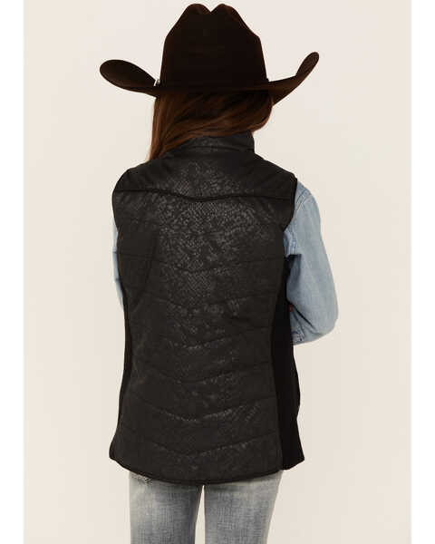 Image #4 - Hooey Girls' Black Snake Print Quilted Zip-Front Softshell Vest, , hi-res