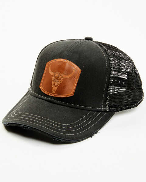 Shyanne Women's Black Distressed Longhhorn Mesh-Back Baseball Hat, Black, hi-res
