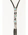 Shyanne Women's Leather Layered Turquoise Beaded & Silver Concho Fringe Charm Necklace, Silver, hi-res