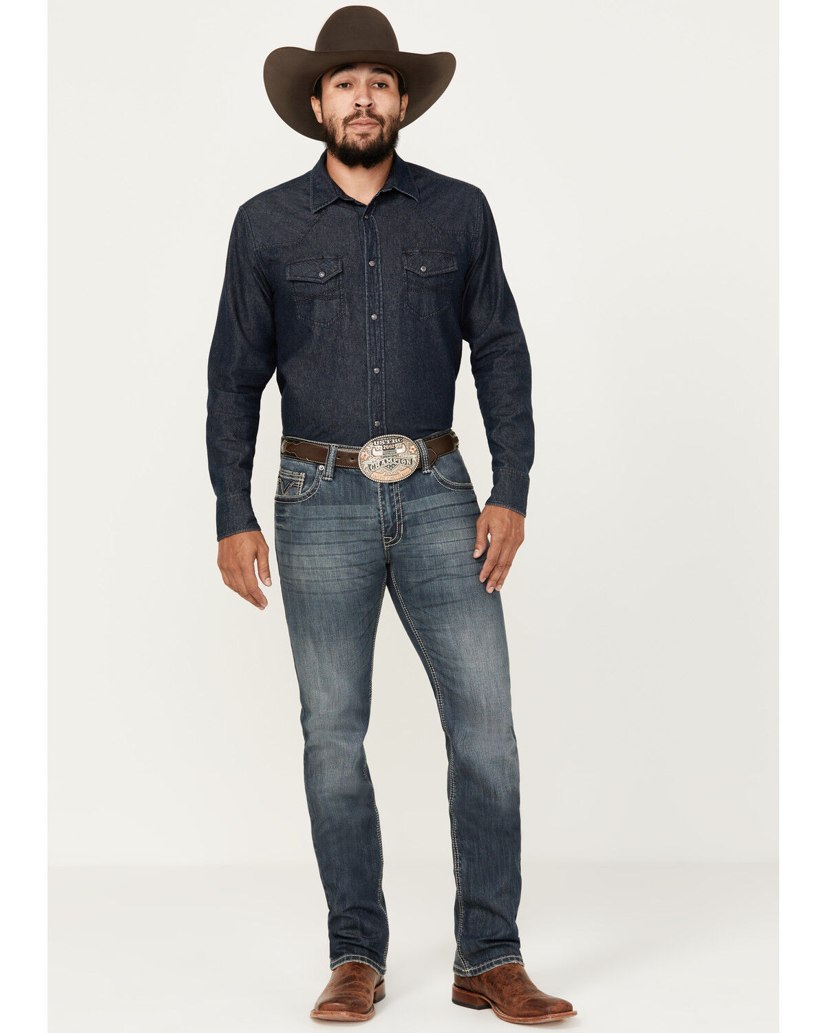 Image #1 - Rock & Roll Denim Men's Revolver Medium Vintage Wash Slim Straight Reflex Denim Jeans, Medium Wash, hi-res