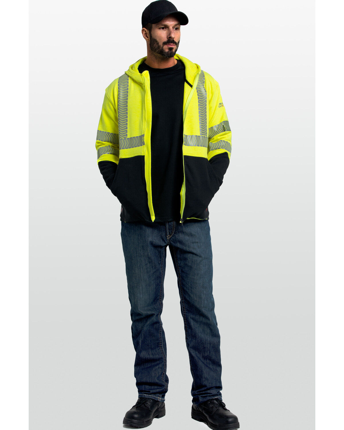 Image #6 - Ariat Men's FR Hi-Vis Full Zip Work Hoodie - Tall, Bright Yellow, hi-res