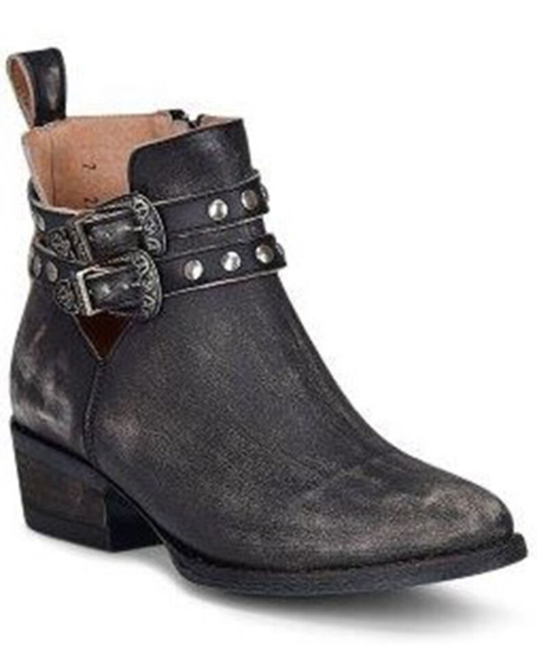 Corral Women's Studded Harness Booties - Round Toe, Black, hi-res