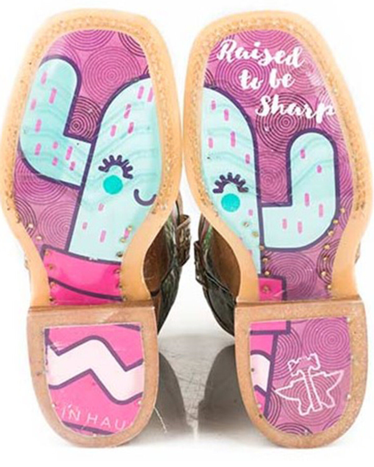 Image #2 - Tin Haul Girls' Cactilicious Crackled Boots - Broad Square Toe, Brown, hi-res