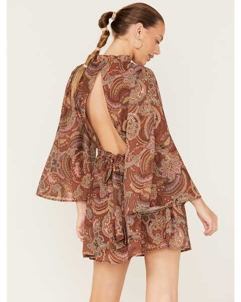 Image #4 - Flying Tomato Women's Paisley Floral Print Dress, Rust Copper, hi-res