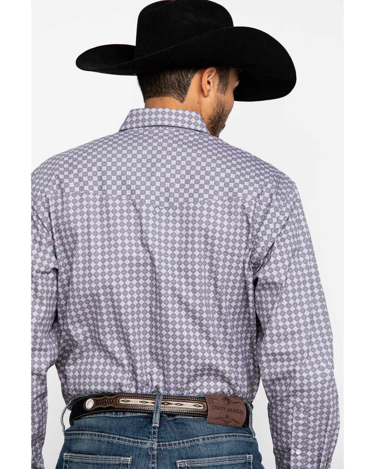 Image #5 - Resistol Men's Gray Clewiston Geo Print Long Sleeve Western Shirt, Grey, hi-res