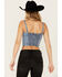 Image #4 - Vibrant Denim Women's Medium Wash Button Front Studded Corset Top , Medium Wash, hi-res