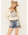 Image #2 - Cleo + Wolf Women's Athena Long Sleeve Cropped Mock Neck Graphic Tee, Oatmeal, hi-res