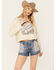 Image #2 - Cleo + Wolf Women's Athena Long Sleeve Cropped Mock Neck Graphic Tee , Oatmeal, hi-res