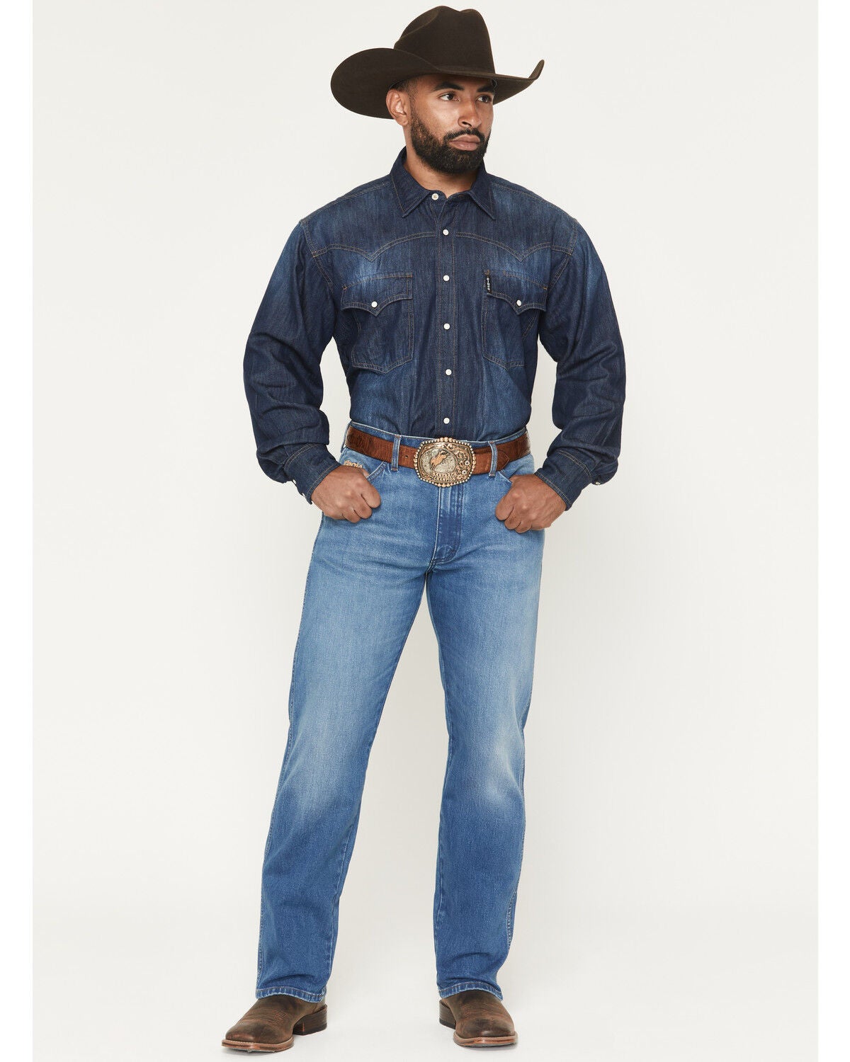 Wrangler X Coors Banquet Men's 13MWZ Golden Blue Medium Wash Straight Stretch Denim Jeans | Sheplers