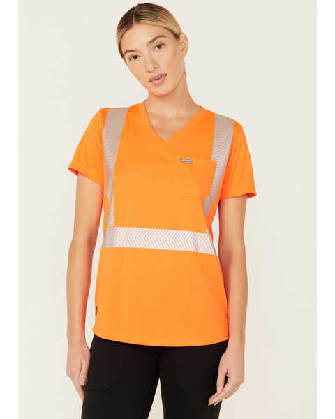 Image #1 - Ariat Women's Rebar Hi-Vis ANSI Short Sleeve T-Shirt, Bright Orange, hi-res