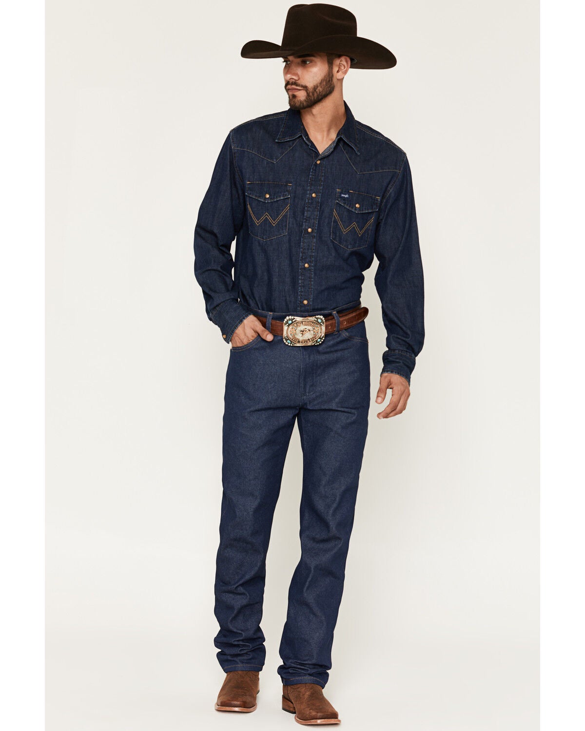 Wrangler Men's 13MWZ Dark Wash High Rise Rigid Cowboy Cut Straight Jeans | Sheplers