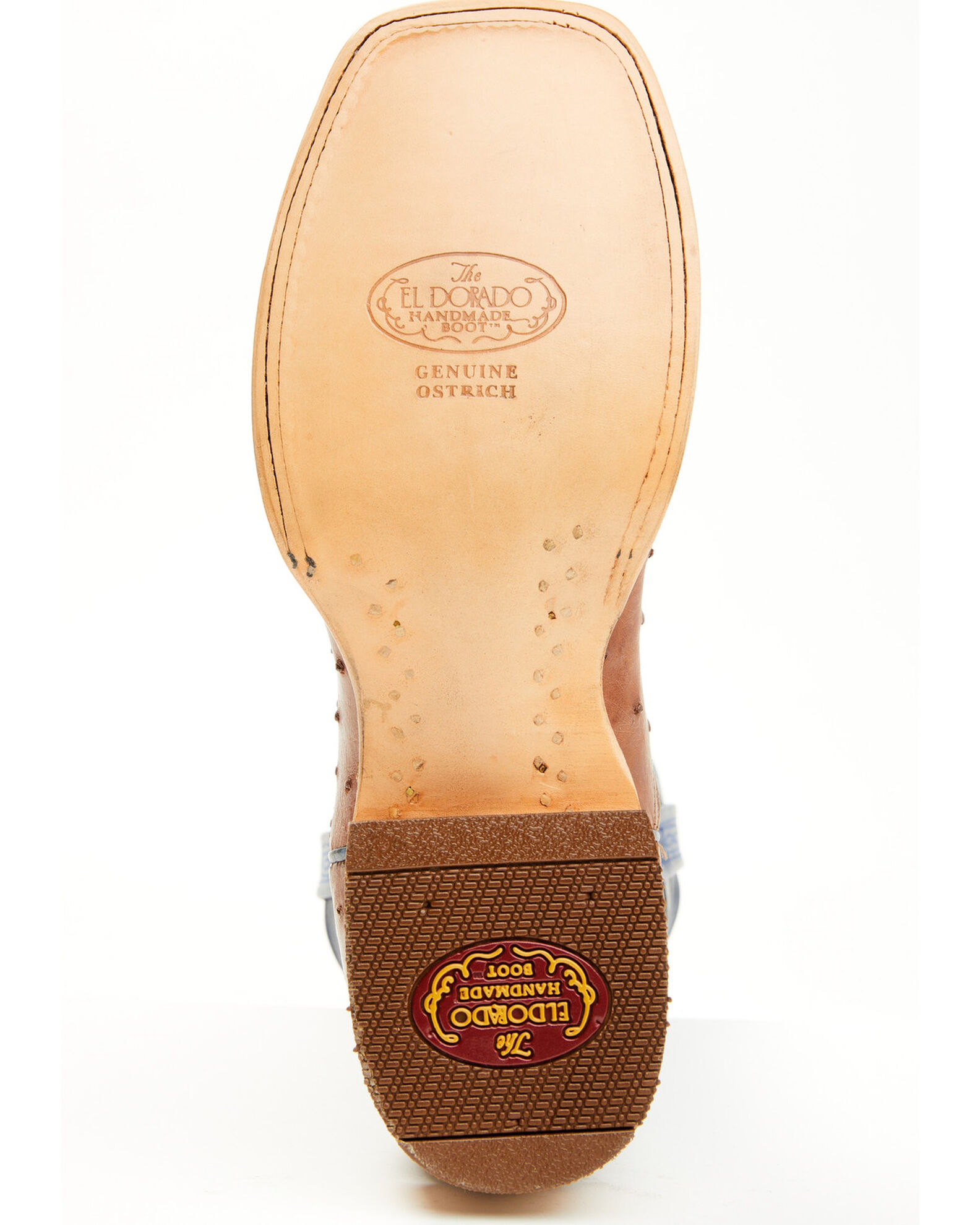Image #7 - El Dorado Men's Exotic Ostrich Western Boots - Broad Square Toe, Brandy Brown, hi-res